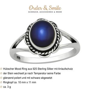 Mood Ring: Stimmungsring echt Silber 925 57 (18.1 mm Ø)