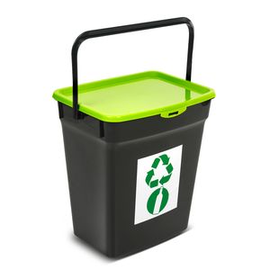 Abfallbehälter für Glas mit Deckel 10L Mülltrennsystem Recycling Abfalleimer Abfallsammler Behälter (Grün)