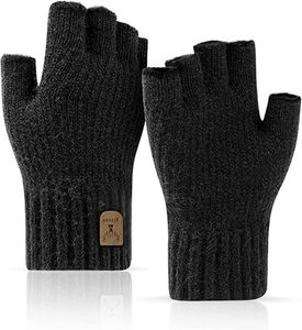 ASKSA Rukavice bez prstů, rukavice bez prstů Zimní teplé pletené rukavice, černé