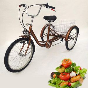 24 Zoll  Dreirad für Erwachsene  6 Gang     mit Einkaufskorb Erwachsenendreirad Senioren Fahrrad  und Scheinwerfer geschenk  für ältere Menschen eltern