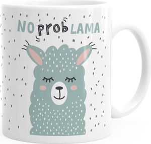 Kaffee-Tasse mit Spruch No Prob Lama Motiv lustig Bürotasse lustige Kaffeebecher MoonWorks® weiß Keramik-Tasse