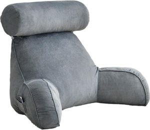 Bettruhe-Lesekissen, großes Rückenlehnen-Loungekissen für Erwachsene, Rückenstütze mit Armlehnen zum entspannten Sitzen im Bett beim Fernsehen，75*40*40cm（Grau）