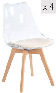 Transparente Esszimmerstühle (4er Set) aus Holz Beige