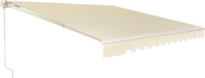 300cm Einziehbare Markise mit Handkurbel, Gelenkarmmarkise Winkeleinstellbar(5-35°), Balkonmarkise Wasserdicht & Sonnenschutz (Beige)