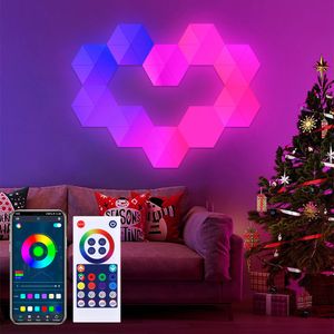 6er LED Sechseckige Gaming Wandleuchte RGB Panel Touch-Dimmbar Smart Nachtlicht LED Wall Light,Timer,Fernbedienung&APP,Musik Sync Gaming，Party Deko