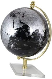 maritime-deco Globus Kleiner Globus - Messing H 20 cm- Fuß transparent- schwarz/Silber