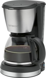 Clatronic KA 3562 Kaffeemaschine, für 12-14 Tassen Kaffee, 900 Watt, hochwertige Edelstahlapplikationen, Schwarz, Silber