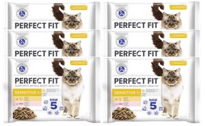 PERFECT FIT Katze Portionsbeutel Multipack Sensitive 1+ mit Huhn und mit Lachs 6 x 4 x 85g