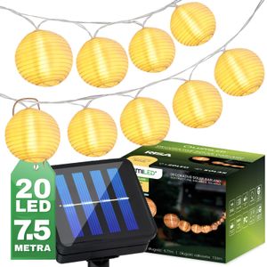 LUMILED solar fairy lights outdoor 20x LED lanterns 7.6 M solar fairy lights outdoor light ball IP44 warm white 3000K flashing Easter lanterns solar chain