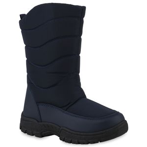 VAN HILL Damen Warm Gefütterte Winter Boots Stiefeletten Gesteppte Schuhe 840072, Farbe: Dunkelblau, Größe: 38