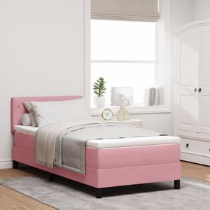 vidaXL Boxspring posteľ s matracom ružová 90x200 cm Velvet