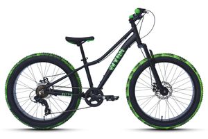 WYNN Fatbike 24 Zoll FAT1.0 schwarz-grün Rahmenhöhe 30 cm Kinder 7 Gänge mech. Scheibenbremse