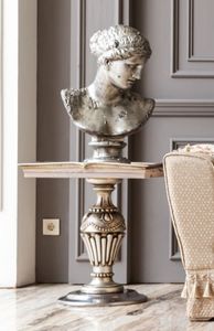 Casa Padrino Luxus Barock Beistelltisch Silber / Naturfarben - Handgefertigter Tisch im Barockstil - Barock Wohnzimmer Möbel - Edel & Prunkvoll