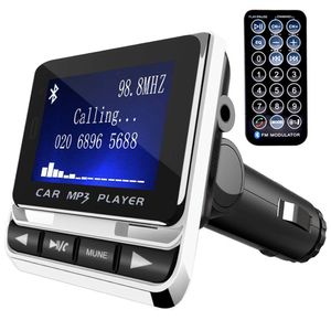 FM-Transmitter Bluetooth KFZ Wireless Radio Adapter mit Mikrofon, Auto USB Ladegerät (5V/2,1A Ausgang), 3,5mm AUX-Eingang mit TF Karte Slot