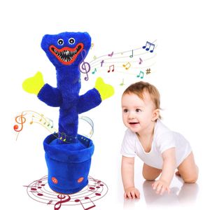Sprechender Kaktus Plüschtier, tanzender und singender Kaktus, interaktives Babyspielzeug mit elektronischer sprechender Aufnahme Huggy Wuggy (Blau)