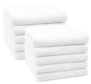 10er Set Handtücher, 50x100 cm, 100% Baumwolle, weiß