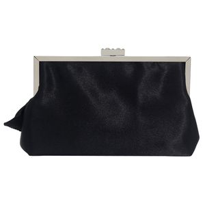 Spojka Večerní kabelka Elegantní plisovaná saténová kabelka Jednoduchá klasická kabelka pro dámy (černá)