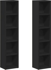 vidaXL Police na CD 2 ks černé 21x16x93,5 cm odvozený dřevěný výrobek