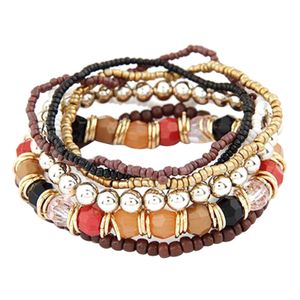 Teile/satz Frauen Boho Bohemian Mix Stil Mehrschichtige Elastische Perlen Armbänder für Bankett Party-Kaffee