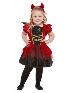 Niedliches Teufel-Mädchenkostüm Halloween-Kostüm schwarz-rot