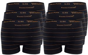 Vincent Creation® Boxershorts 6er Pack, Seamless, Nadelstreifen S/M schwarz/orange