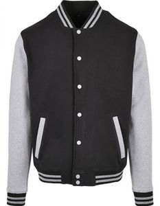 Build Your Brand 0 Basic College Jacket BB004 Mehrfarbig Black/Heather Grey XL