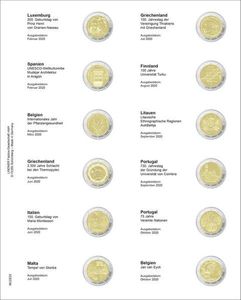 Lindner MU2E25 Multi collect Vordruckblatt für 2 Euro-Gedenkmünzen: Luxemburg 2020 - Belgien 2020