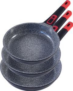 3tlg. Bratpfannenset KING® CLICK-GRIP / abnehmbare Pfannengriffe / Pfannengrößen Ø20cm,Ø24cm,Ø28cm / mit Antihaft-Keramikbeschichtung Innen: FUSION TI