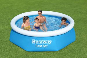 Bestway® Fast Set™ Aufstellpool-Set mit Filterpumpe Ø 244 x 61 cm, blau, rund