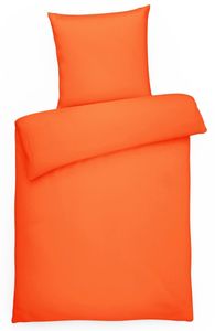 Einfarbige Mako Satin Bettwäsche 155x220 Hummer Uni orange Bettwäsche 155 x 220 - Bettbezug aus gekämmter Baumwolle