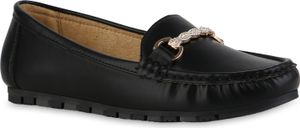 VAN HILL Damen Mokassins Slippers Bequeme Strass Profil-Sohle Schuhe 841623, Farbe: Schwarz, Größe: 36 VAN HILL Damen Mokassins Slippers Bequeme Strass Profil-Sohle Schuhe 841623, Farbe: Schwarz, Größe: 36