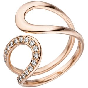 JOBO Damen Ring 56mm 585 Gold Rotgold 21 Diamanten Brillanten Rotgoldring Diamantring