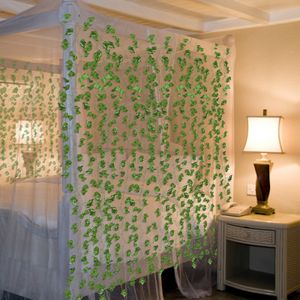 Fiqops Efeu Künstlich Girlande, 12 Stück Grün Efeu mit Nylon Kabelbinder Pflanzen Efeuranke für Garten Hochzeit Party Wanddekoration