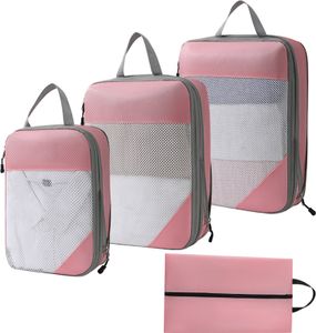 MODFU 4 Stück Packing Cubes Kleidertaschen Koffer Organizer, Rosa