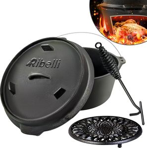 Dutch Oven Gusseisen Topf Gusstopf Feuertopf Schmortopf Kochtopf 9,5 Liter