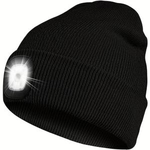 LED čepice se světlem, outdoorová čepice pro muže ženy, svítící čepice, dobíjecí USB - LEDBEANIE