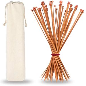 H&S Stricknadel-Set für Anfänger und Profis – 36 Bambus-Stricknadeln mit festem Griff - Nadel-Set zum stricken mit einer Spitze und Tasche für einfache Aufbewahrung - Bambusstricknadeln