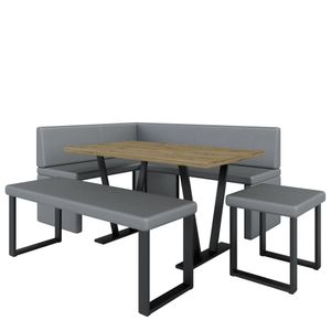 Eckbank AKIKO METAL mit Tisch und Bänken 168x128 links - Eckbankgruppe für Ihrem Esszimmer, Küche modern, Sitzecke, Essecke. Perfekt für Küche, Büro und Rezeption