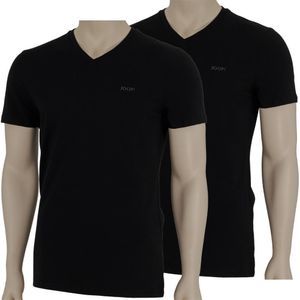 JOOP! Herren 2er-Pack Fine Baumwolle Stretch V-Neck T-Shirt, Unterhemd, Einfarbig Schwarz (Black 001), Large