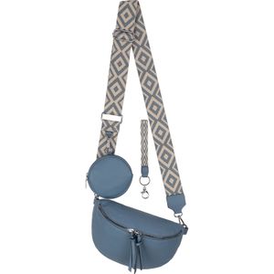 Bauchtasche  Umhängetasche Crossbody-Bag Hüfttasche Kunstleder Italy-Design BLUE