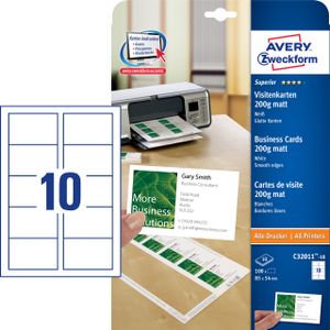 Avery Zweckform® C32011-10 C32011-10 Superior vizitky, 85 x 54 mm, jednostranne potiahnuté - matné, 10 listov/100 ks