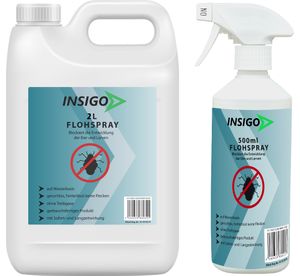 INSIGO 2L + 500ml Anti-Flohspray, Mittel gegen Flöhe, Flohschutz, Katzenfloh, Hundefloh, Insektenschutz, gegen Ungeziefer & Parasiten, Innen & Außen