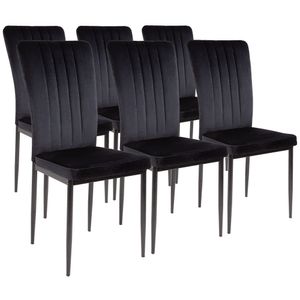 Albatros Stoličky do jedálne so zamatovým poťahom Set 6 MODENA, čierna - štýlový vintage dizajn, elegantné čalúnené stoličky k jedálenskému stolu - kuchynské stoličky alebo stoličky do jedálne s vysokou nosnosťou