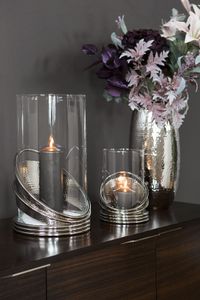 Fink Windlicht Colette silberfarben Glas, vernickelt Höhe 25 cm