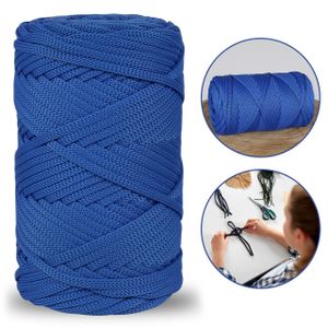 Blaue  Polyester-Flachschnur 5mm - 100m