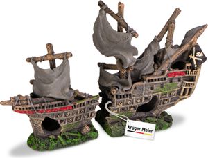 Krüger Meier Piratenschiff, Aquarium Schiff, Aquarium Dekoration, 25x6x16 cm