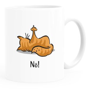 Kaffee-Tasse Spruch Katze Nö Keine Lust Mittelfinger Büro lustige Kaffeebecher MoonWorks® Uni-Weiß Keramik-Tasse