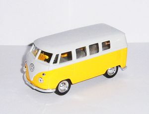 VOLKSWAGEN T1 Bus 1963 VW Modell Bulli Bully Samba Modellauto Auto Spielzeugauto Geschenk Kinder Spielzeug 08 (Gelb)