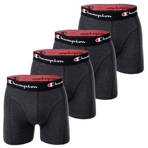 Champion Herren Boxershorts, 4er Pack - Baumwolle, Logobund, einfarbig Grau meliert M