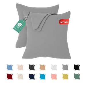 Jersey Kissenbezug 2er Set 80x80 cm 100% Baumwolle Grau